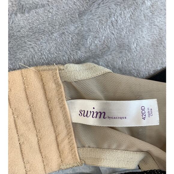 Swim by Cacique Swim Top Black Multi Floral Bikini Underwire Support Size 42DD - Picture 8 of 9